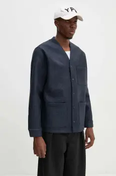 A.P.C. geaca din amestec de lana veste aurelien culoarea albastru marin, de tranzitie, PSAFU.H22200 imagine