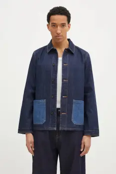 A.P.C. geaca din denim Veste Anthonin barbati, culoarea bleumarin, de tranzitie, COHDM-M02967 imagine