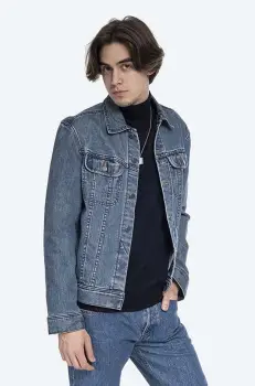 A.P.C. geaca din denim Veste Jean Us barbati, culoarea bleumarin, de tranzitie COZZK.H02223-INDIGO imagine