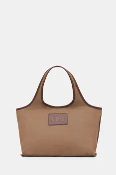 A.P.C. geanta de bumbac cabas harper mini culoarea maro, COHKF.F67039 imagine