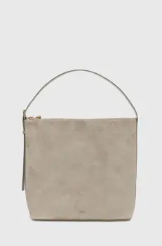 A.P.C. geanta de mana din piele intoarsa sac vera culoarea verde, PXCAL.F61902 imagine