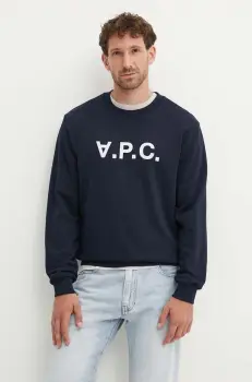 A.P.C. hanorac de bumbac sweat standard grand vpc GOTS culoarea albastru marin, cu imprimeu, COHBN.M27907 imagine