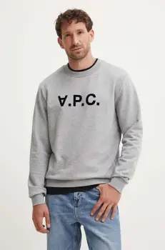 A.P.C. hanorac de bumbac sweat standard grand vpc GOTS culoarea gri, cu imprimeu, COHBN.M27907 imagine