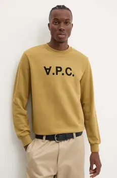 A.P.C. hanorac de bumbac sweat standard grand vpc GOTS culoarea verde, cu imprimeu, COHBN.M27907 imagine