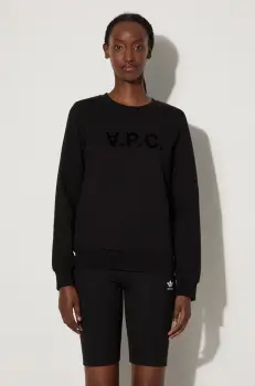 A.P.C. hanorac de bumbac Sweat Viva femei, culoarea negru, cu imprimeu COECQ.F27644-DARKNAVY imagine