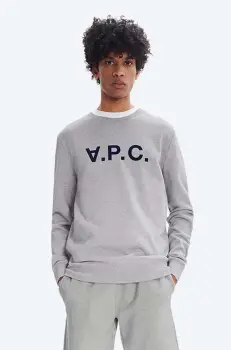 A.P.C. hanorac de bumbac Sweat Vpc barbati, culoarea gri, cu imprimeu COECQ.H27378-DARKNAVY imagine