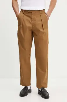 A.P.C. pantaloni de bumbac culoarea maro, drept, COGXS-H08428 imagine