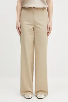 A.P.C. pantaloni de bumbac pantalon margaret femei, culoarea bej, lat, high waist, COHFU.F08476 imagine