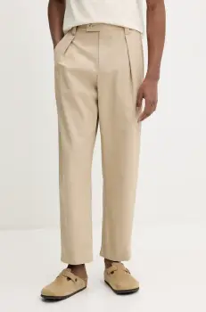 A.P.C. pantaloni de bumbac pantalon renato barbati, culoarea bej, cu fason chinos, COHFU.H08428 imagine