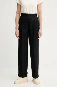 A.P.C. pantaloni de lana pantalon joseon femei, culoarea negru, drept, high waist, WOAPO.F08475 imagine