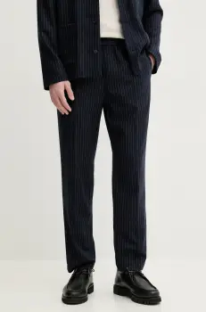 A.P.C. pantaloni de lana pantalon pieter barbati, culoarea albastru marin, drept, WOARO.H08394 imagine