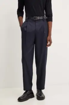 A.P.C. pantaloni de lana pantalon renato culoarea albastru marin, drept, WOAPO.H08428 imagine