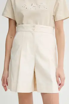 A.P.C. pantaloni scurti din bumbac short orlane femei, culoarea bej, uni, high waist, COHFU.F10214 imagine