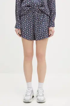 A.P.C. pantaloni scurti Short Audrey culoarea bleumain, cu imprimeu, high waist, VIALN.F10208 imagine