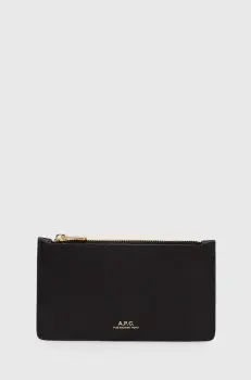 A.P.C. portofel de piele porte-cartes willow femei, culoarea negru, PXAWV.F63276 imagine