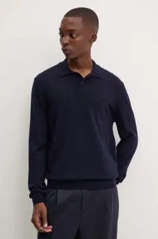 A.P.C. pulover de lana polo jacob logo barbati, culoarea albastru marin, light, WVAWM.H23324 imagine