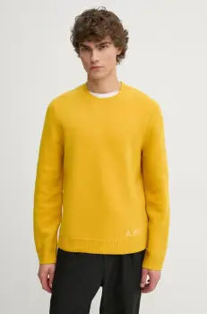 A.P.C. pulover de lana pull edward barbati, culoarea galben, WVBDK.H23059 imagine