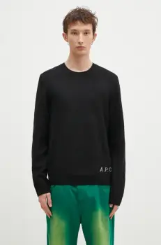 A.P.C. pulover de lana Pull Edward barbati, culoarea negru, WVBDJ.H23059 imagine