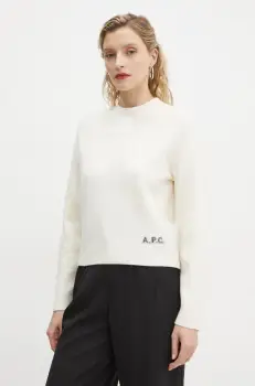 A.P.C. pulover de lana pull esther femei, culoarea bej, WVBDK.F23373 imagine