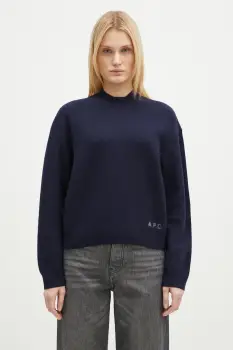 A.P.C. pulover de lana Pull Esther femei, culoarea bleumarin, WVBDK-F23373 imagine
