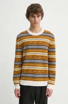 A.P.C. pulover de lana pull malcom barbati, culoarea maro, WVBDS.H23372 imagine