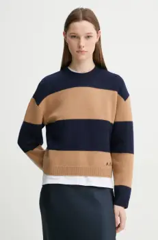 A.P.C. pulover de lana pull penny femei, culoarea albastru marin, cu turtleneck, WVBDL.F23370 imagine