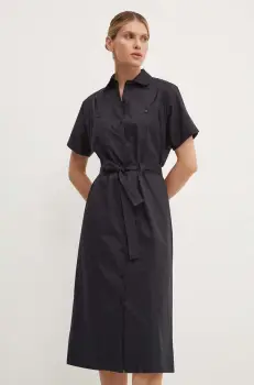 A.P.C. rochie din bumbac robe new drew culoarea albastru marin, midi, drept, COGZR.F05959 imagine