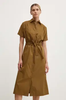 A.P.C. rochie din bumbac robe new drew culoarea verde, midi, drept, COGZR.F05959 imagine