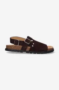 A.P.C. sandale din piele intoarsa . sandales Noe femei, culoarea maro PXBAH.F51056-MARRON imagine