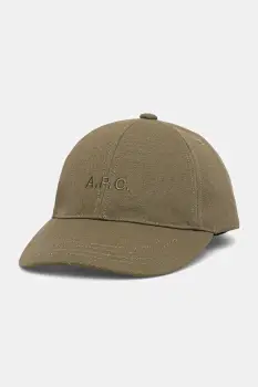 A.P.C. sapca de baseball din bumbac casquette charlie culoarea verde, neted, COGYX.M24069 imagine