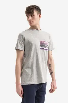 A.P.C. tricou din bumbac Elias culoarea gri, cu imprimeu COEEV.H26090-GREYHEATHE imagine
