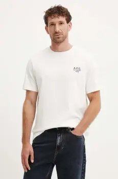A.P.C. tricou din bumbac standard rue madame GOTS culoarea bej, cu imprimeu, COHBU.M26388 imagine