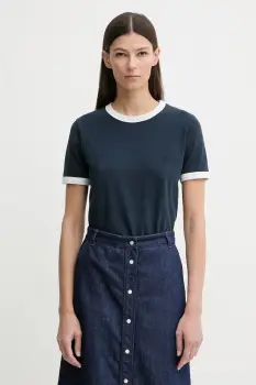 A.P.C. tricou din bumbac T-SHIRT CROP MANCHE COURTE CONTRASTE culoarea bleumarin, COHBQ.F26550 imagine