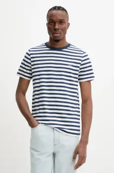 A.P.C. tricou din bumbac t-shirt standard apc brode raye culoarea bleumarin, cu imprimeu, COHBZ.M26419 imagine