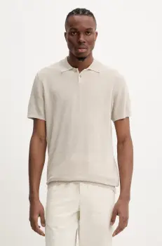 A.P.C. tricou polo din in polo jay culoarea bej, uni, VIAJC.H23315 imagine