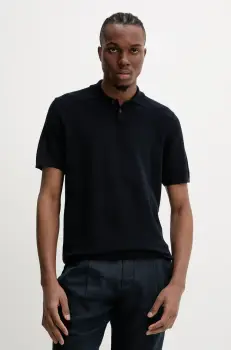 A.P.C. tricou polo din in polo jay culoarea bleumarin, uni, VIAJC.H23315 imagine