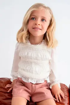 Abel&Lula bluza copii culoarea bej, uni, 5614 imagine