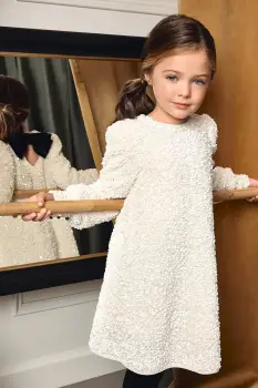 Abel&Lula rochie fete culoarea bej, mini, drept, 5525 imagine