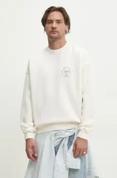 Abercrombie & Fitch bluza barbati, culoarea bej, cu imprimeu, KI122-5215 imagine