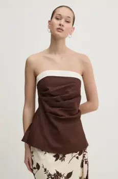 Abercrombie & Fitch bluza din in culoarea maro, neted, KI140-5047 imagine