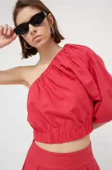 Abercrombie & Fitch bluza din in culoarea roz, neted imagine