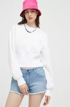 Abercrombie & Fitch bluza femei, culoarea alb, neted imagine