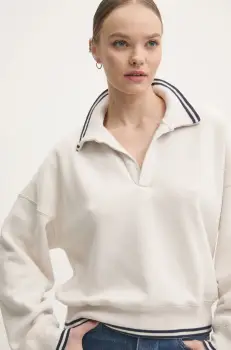 Abercrombie & Fitch bluza femei, culoarea bej, neted, KI152-4156 imagine