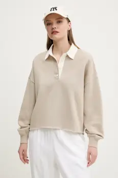 Abercrombie & Fitch bluza femei, culoarea bej, neted, KI152-5113 imagine