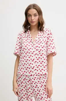 Abercrombie & Fitch camasa de pijama femei, culoarea bej, satin, KI146-5049 imagine