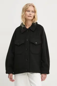 Abercrombie & Fitch geaca de lana culoarea negru, de tranzitie, oversize, KI144-4296 imagine