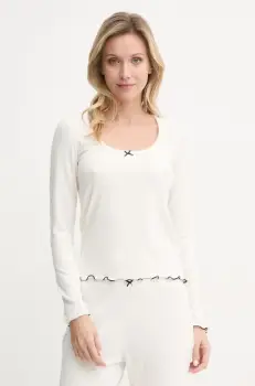 Abercrombie & Fitch longsleeve de pijama culoarea bej, KI146-4045 imagine