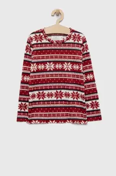 Abercrombie & Fitch longsleeve pijama copii culoarea bordo, modelator imagine