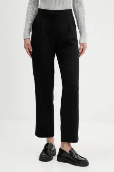 Abercrombie & Fitch pantaloni culoarea negru, drept, high waist, KI156-5521-900 imagine