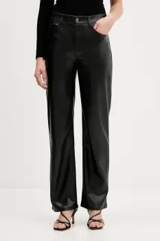 Abercrombie & Fitch pantaloni culoarea negru, lat, high waist, KI156-5561-900 imagine